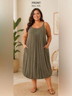 Ekouaer Women's Sleeveless Casual Swing Dress
XXL Olive Green